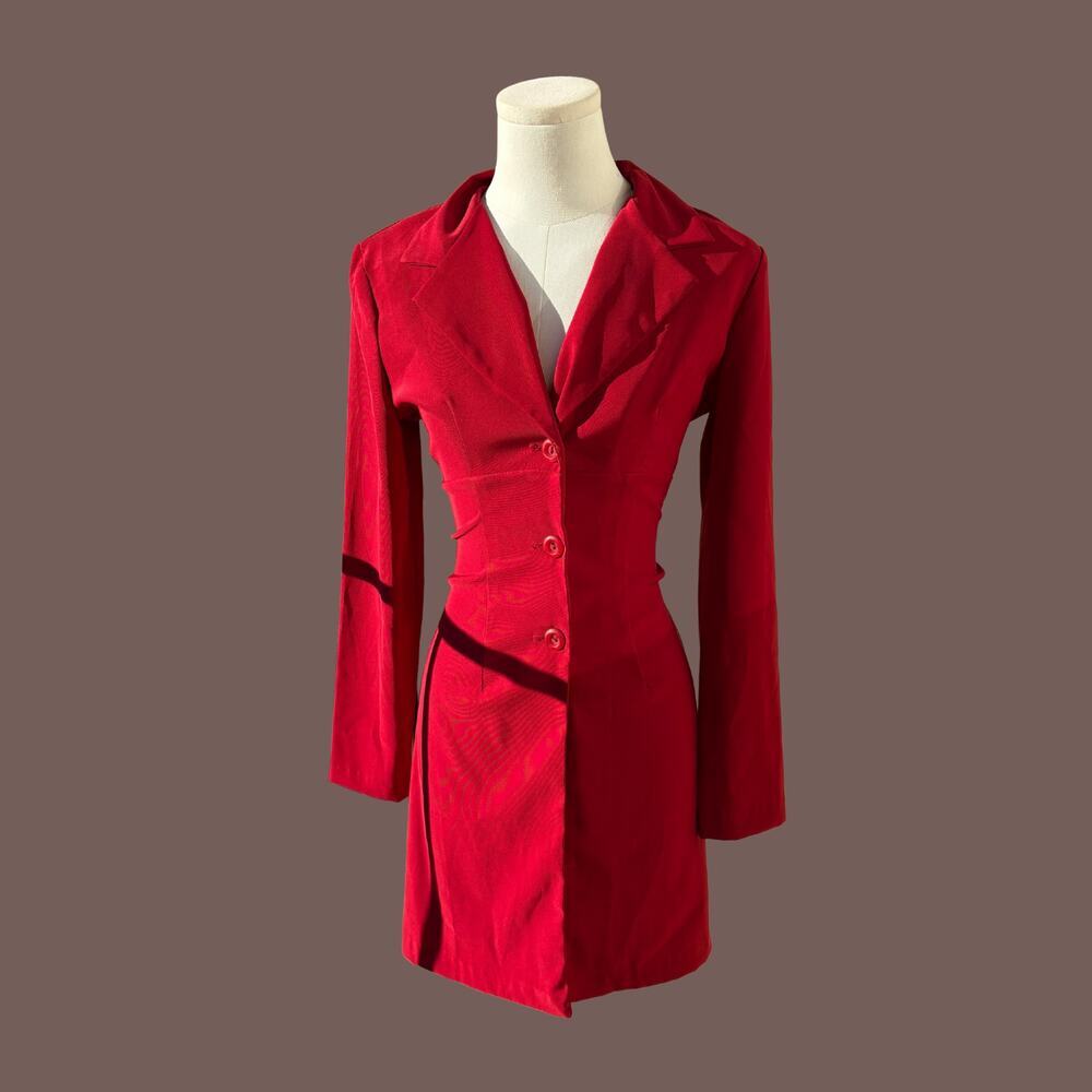 Vintage Be Smart Red Bodycon Blazer Dress – 90s Power Dressing